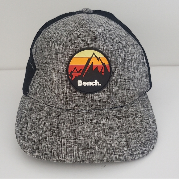 Bench Gray & Black Snapback Cap Hat Sunset Mountain Patch Mesh Back Unisex O/S - Picture 2 of 7